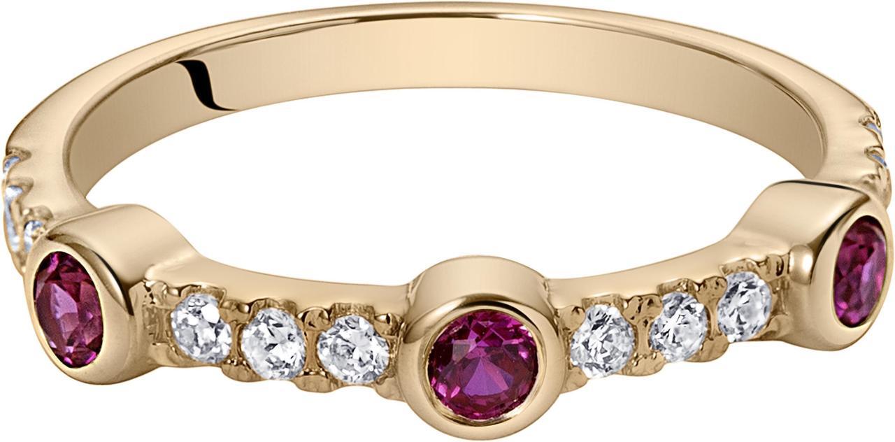 Alt view image 3 of 6 - 0.25 Carats Created Ruby Stackable Ring Half Eternity Band in Rose-Tone Sterling Silver