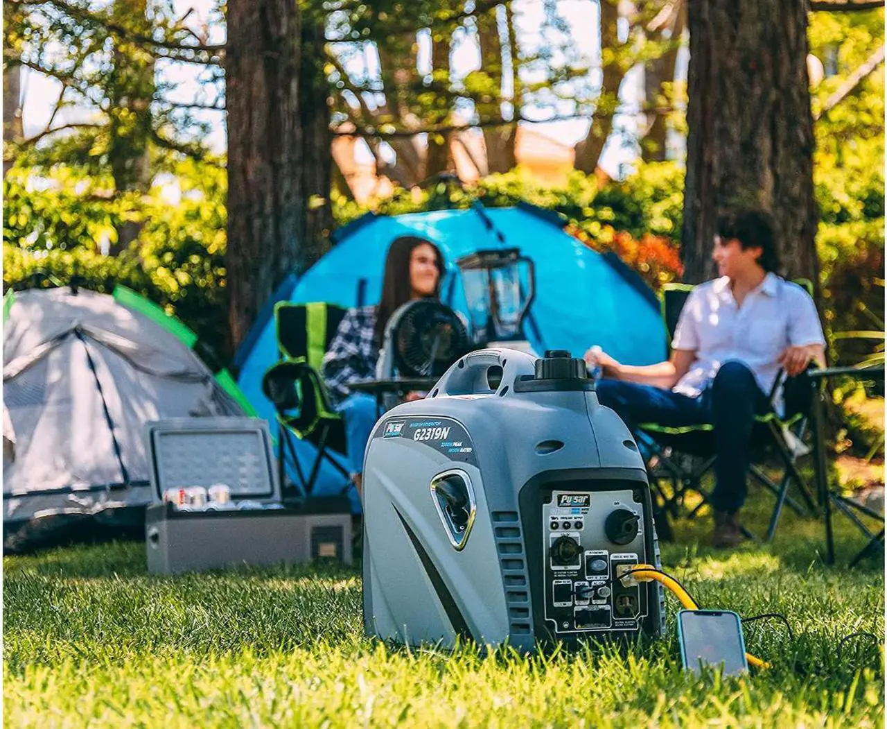 Alt view image 7 of 7 - Pulsar G2319N 2,300W Portable Gas-Powered Inverter Generator with USB Outlet & Parallel Capability, CARB Compliant, Gray