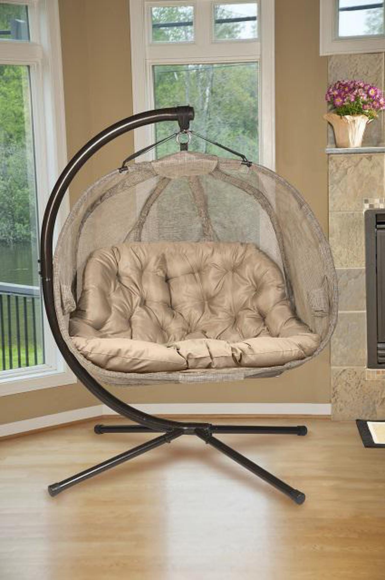 Alt view image 5 of 6 - Flowerhouse Hanging Pumpkin Loveseat Chair- Bark, FHPC100-BRK