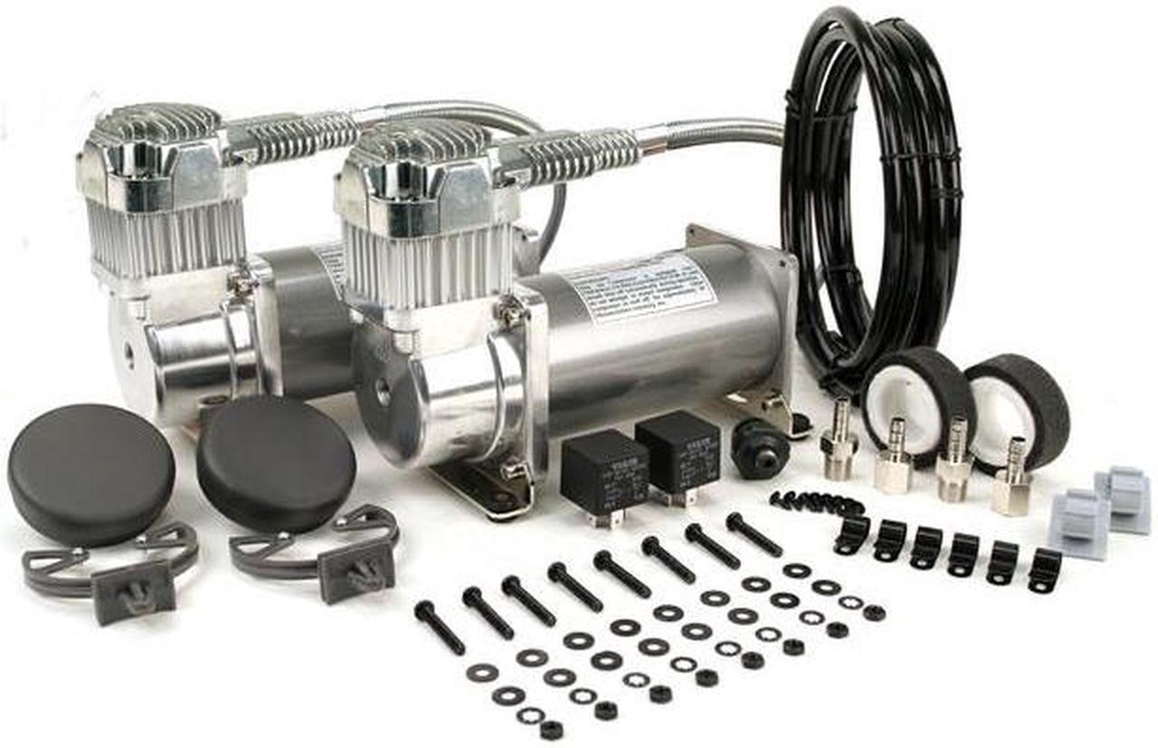 Main image of Viair Dual Pewter 380C Value Pack (380C/2, 165/200 P. Switch, 40 Amp Relay/2) 38002