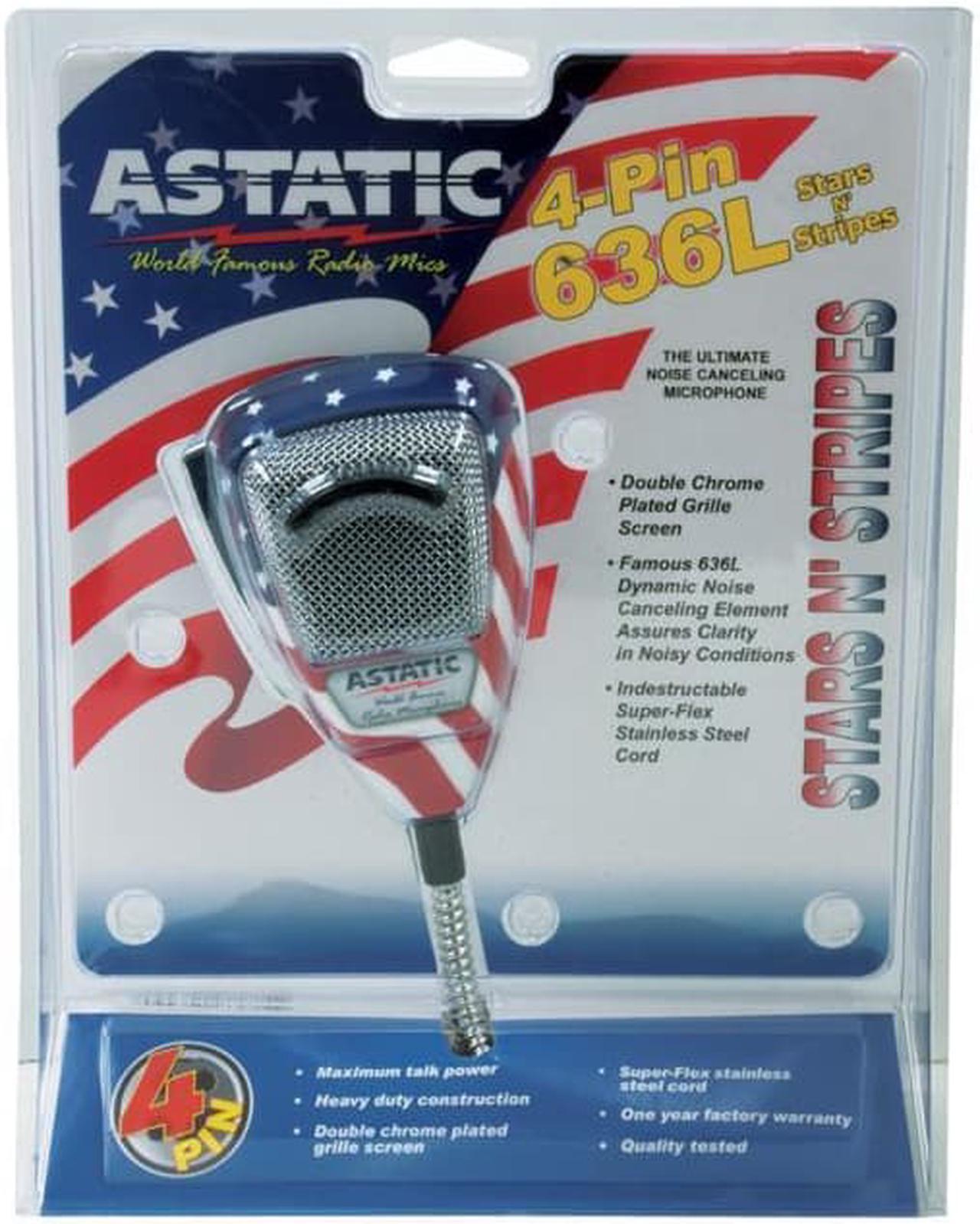 Alt view image 4 of 9 - ASTATIC TM 302-10309 636L NOISE CANCELING 4-PIN CB MICROPHONE  STARS N     STRIPES