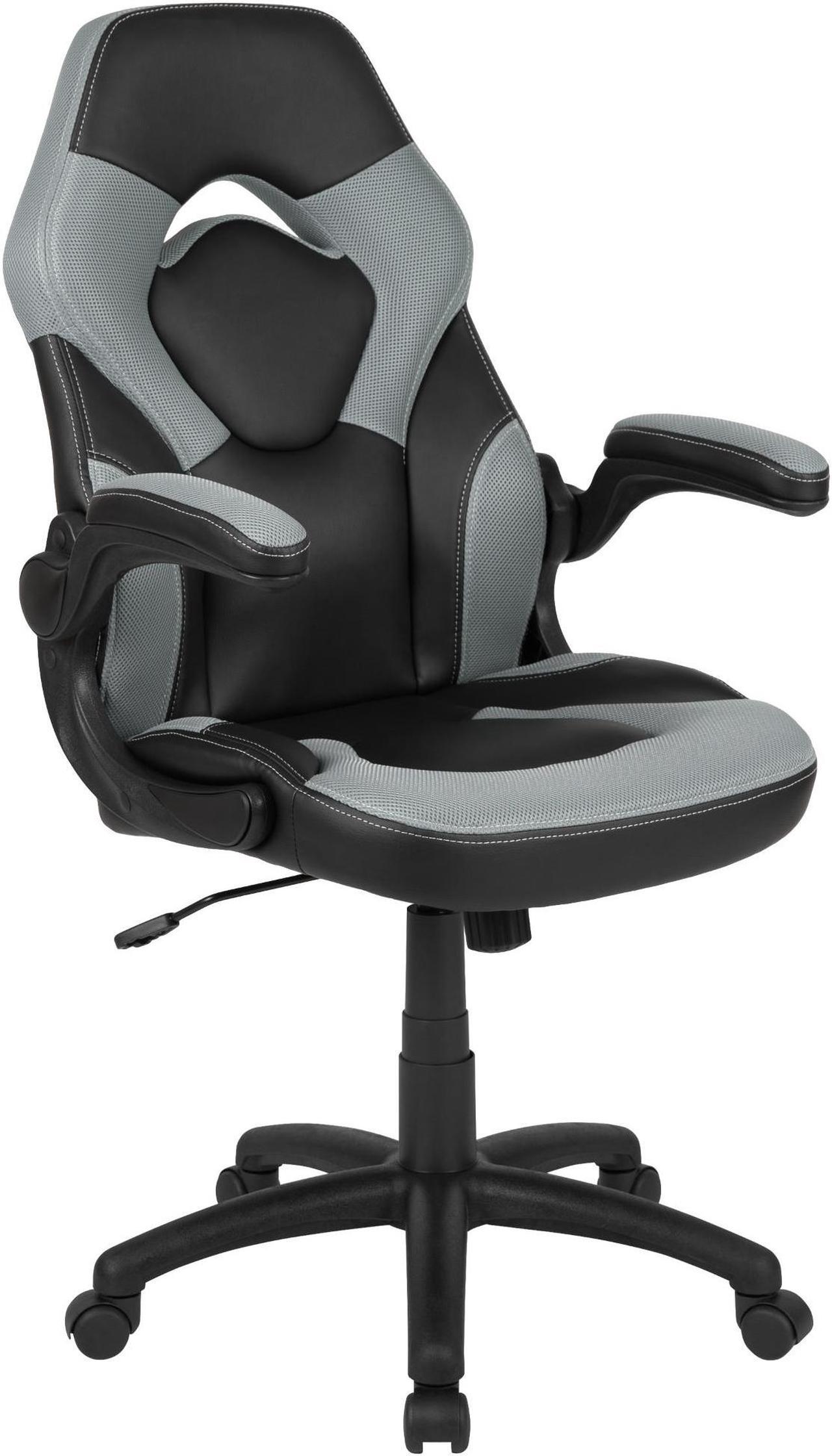 Alt view image 18 of 20 - Black Gaming Desk and Gray/Black Racing Chair Set with Cup Holder, Headphone Hook, and Monitor/Smartphone Stand