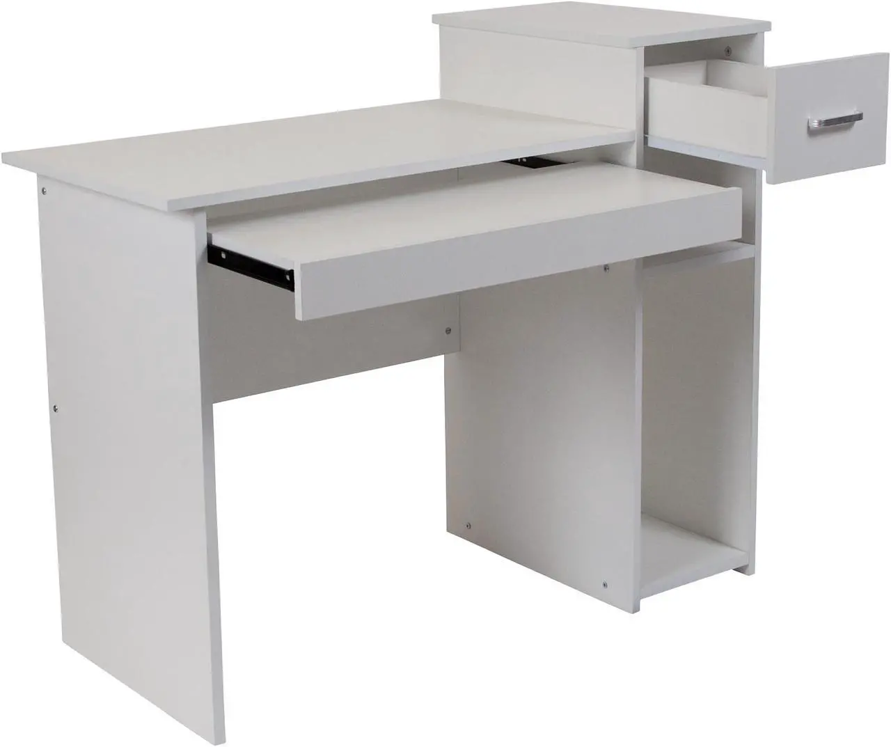 Alt view image 18 of 20 - Flash Furniture Highland Park White Computer Desk with Shelves and Drawer