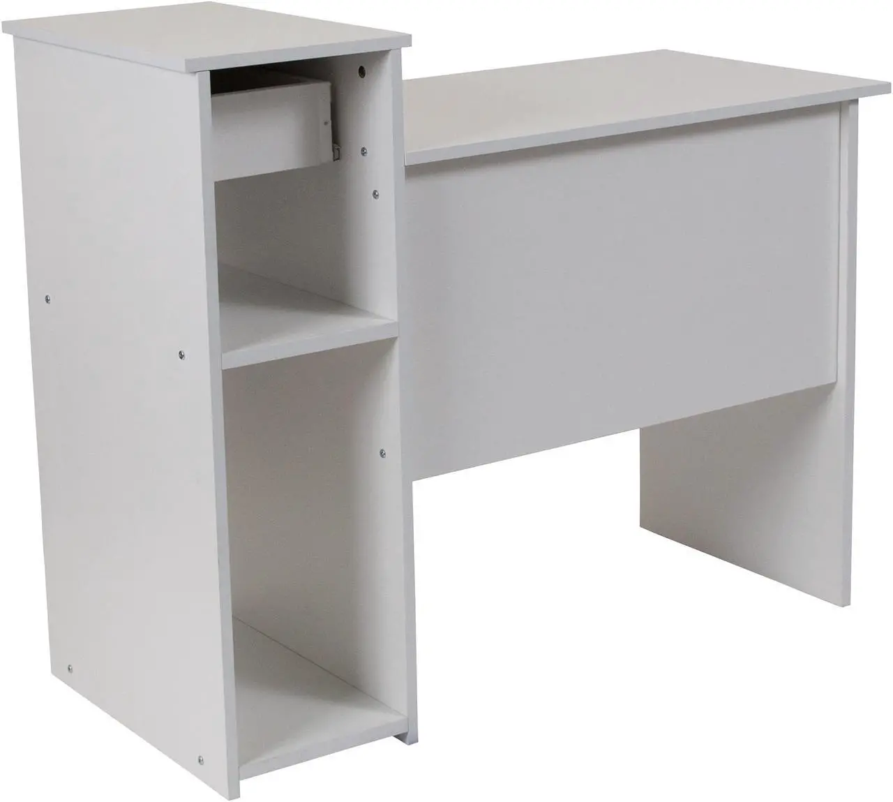 Alt view image 20 of 20 - Flash Furniture Highland Park White Computer Desk with Shelves and Drawer