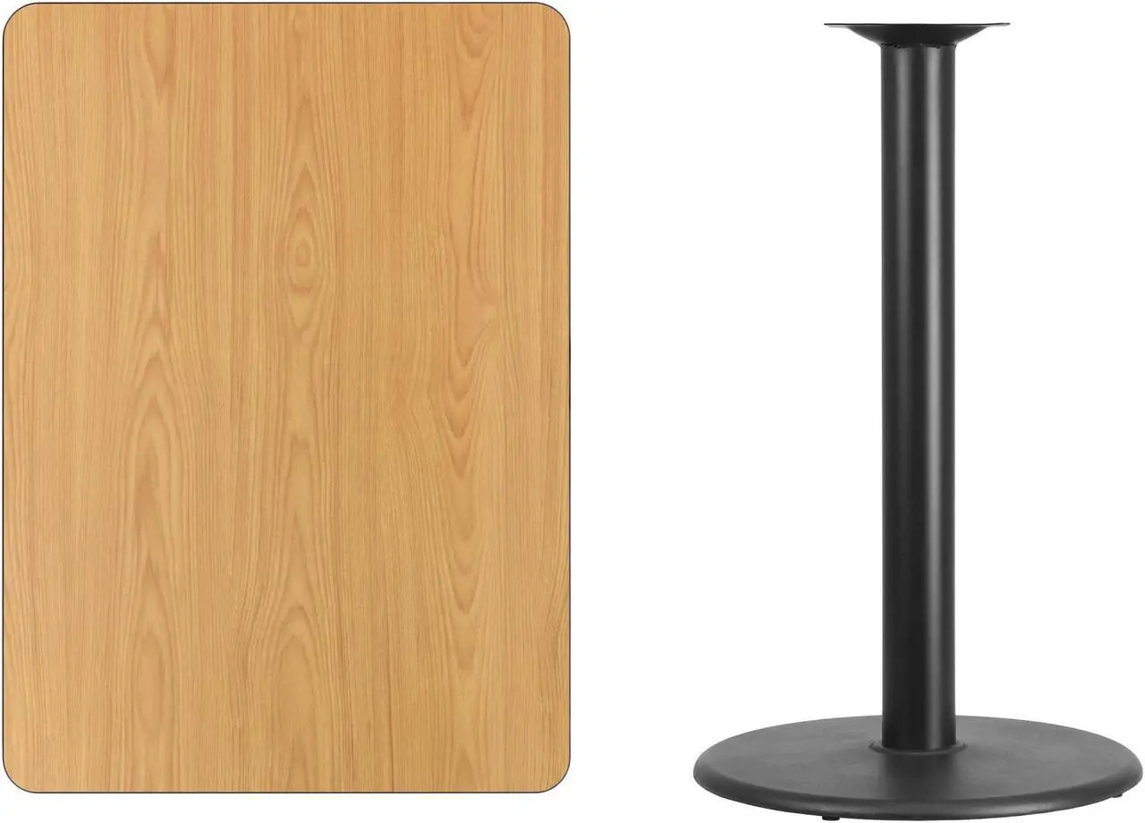 Alt view image 4 of 13 - 30'' x 42'' Rectangular Natural Laminate Table Top with 24'' Round Bar Height Table Base