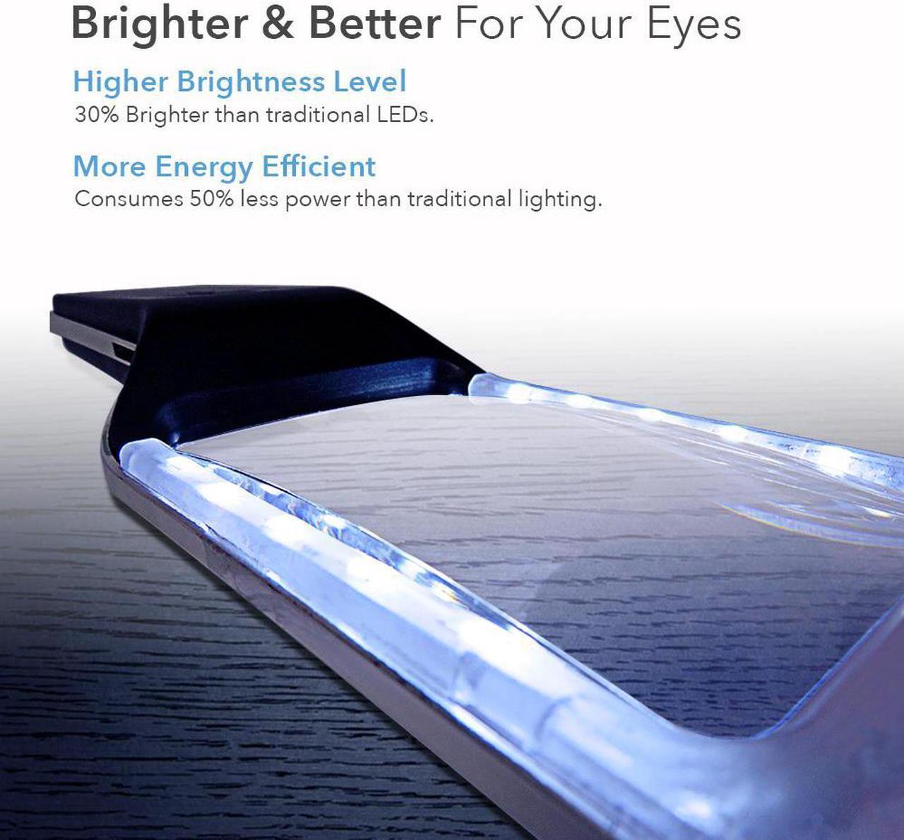 Alt view image 2 of 8 - MagniPros 3X(300%) Magnifying Glass with [10 Anti-Glare & Dimmable LEDs]-Evenly Lit Viewing Area-The Brightest & Best Reading Magnifier for Small Prints, Low Vision Seniors, Macular Degeneration
