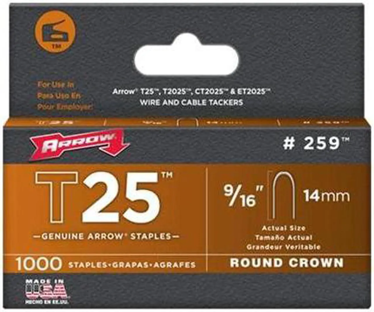 Main image of Arrow Fastener 259 T25 9/16 Inch (14mm) Staples, 1000/Pk
