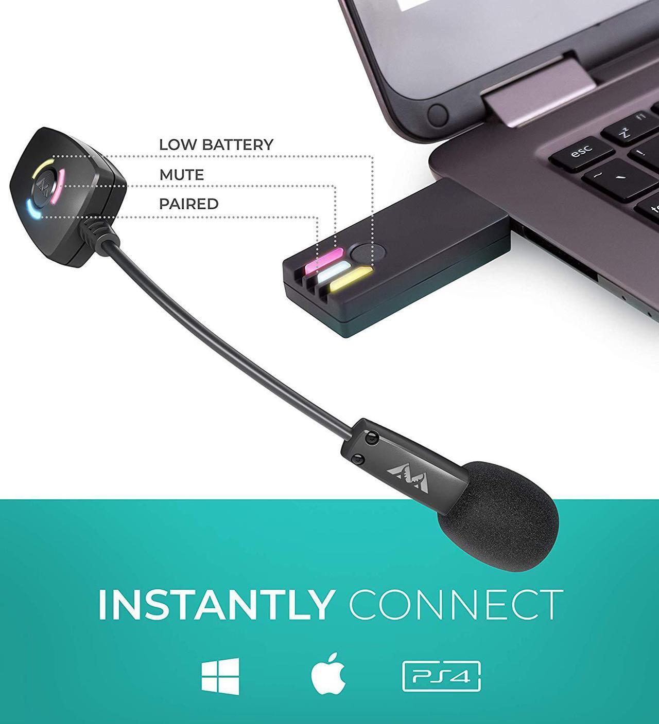 Alt view image 6 of 7 - Antlion Audio Wireless ModMic Attachable Boom Microphone for Headphones - Compatible with PC, Mac, Linux, PlayStation, and More.