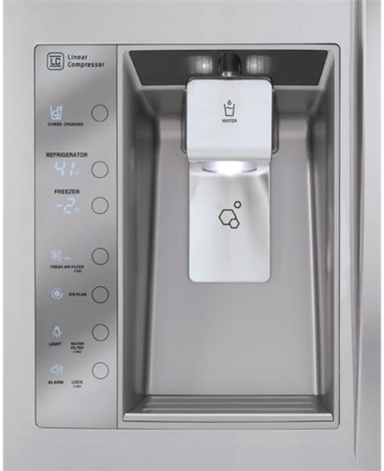 Alt view image 5 of 7 - 32.5 cu. ft. French Door Refrigerator with Spill Protector Tempered Glass Shelves, 4-Compartment Crisper System, Adjustable Gallon Door Bins and External Ice/Water Dispenser