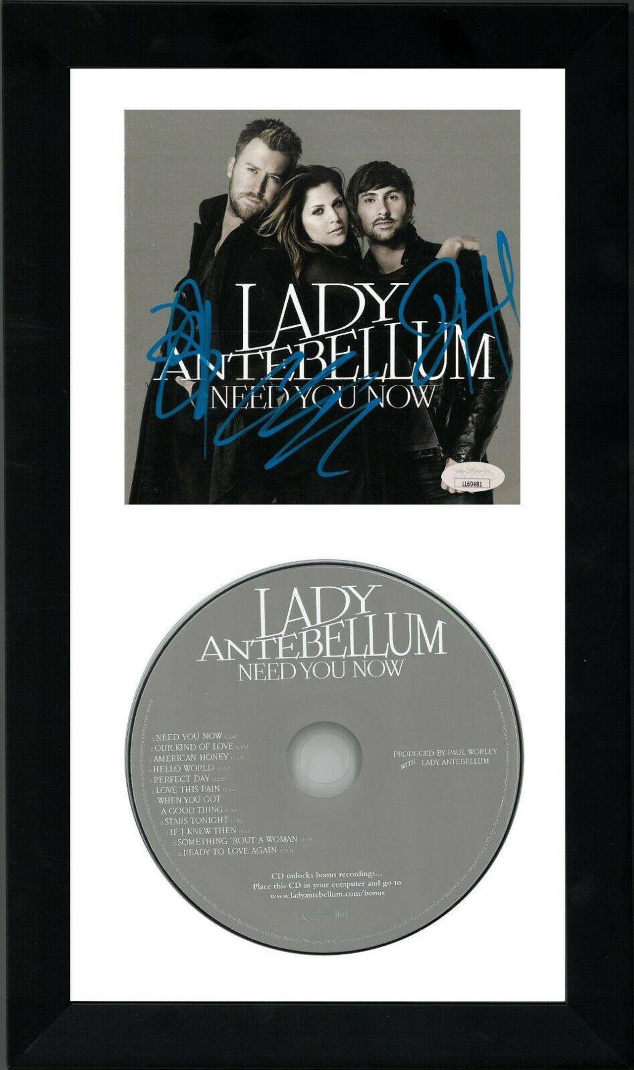 Main image of Lady Antebellum Band 2010 Need You Now Album Cover w/ CD 6.5x12 Custom Framing-JSA- Hillary Scott/Charles Kelley/Dave Haywood