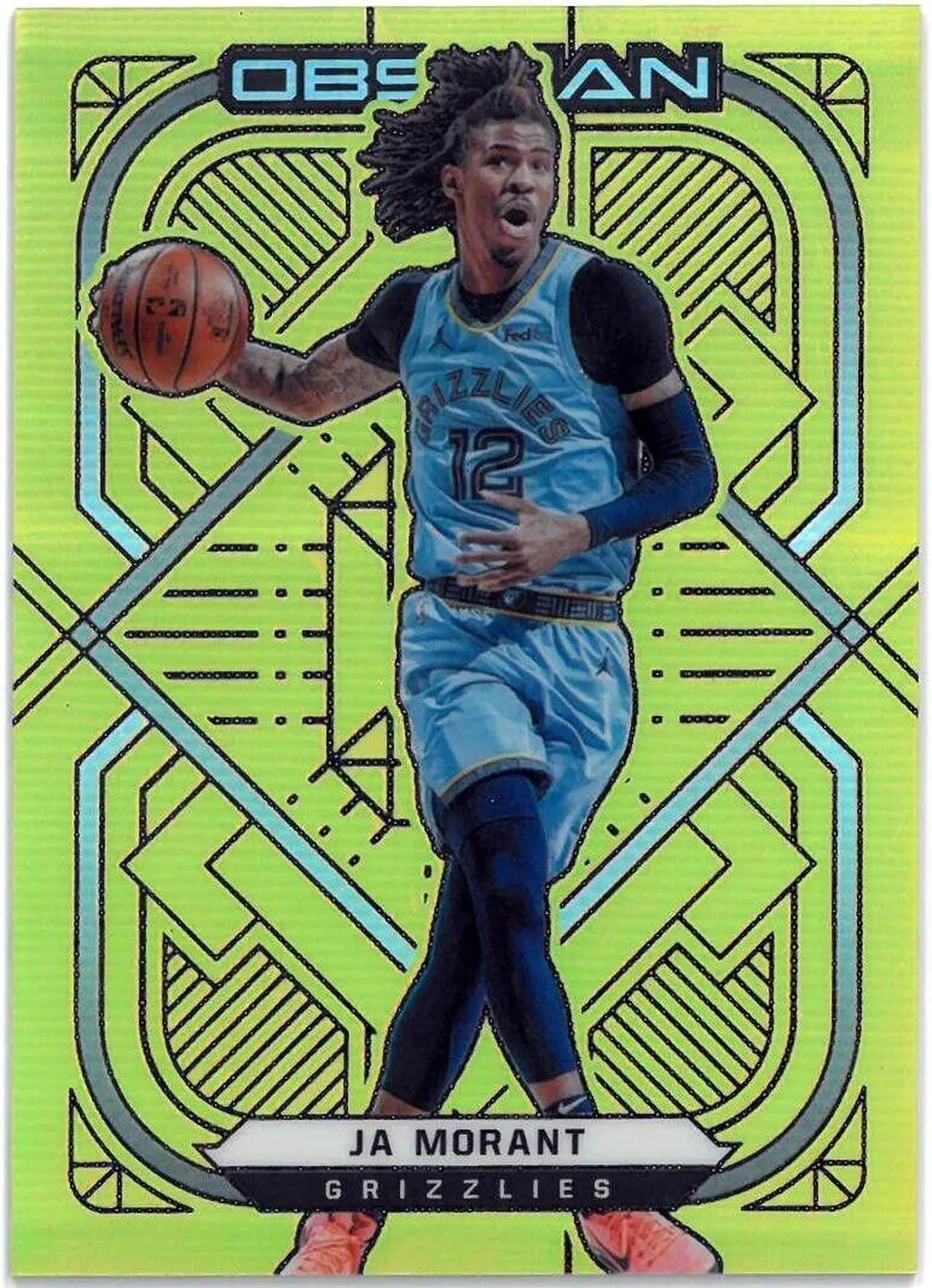 Main image of Ja Morant 2020-21 Panini Obsidian Electric Etch Yellow Flood Card #70 (Memphis Grizzlies)