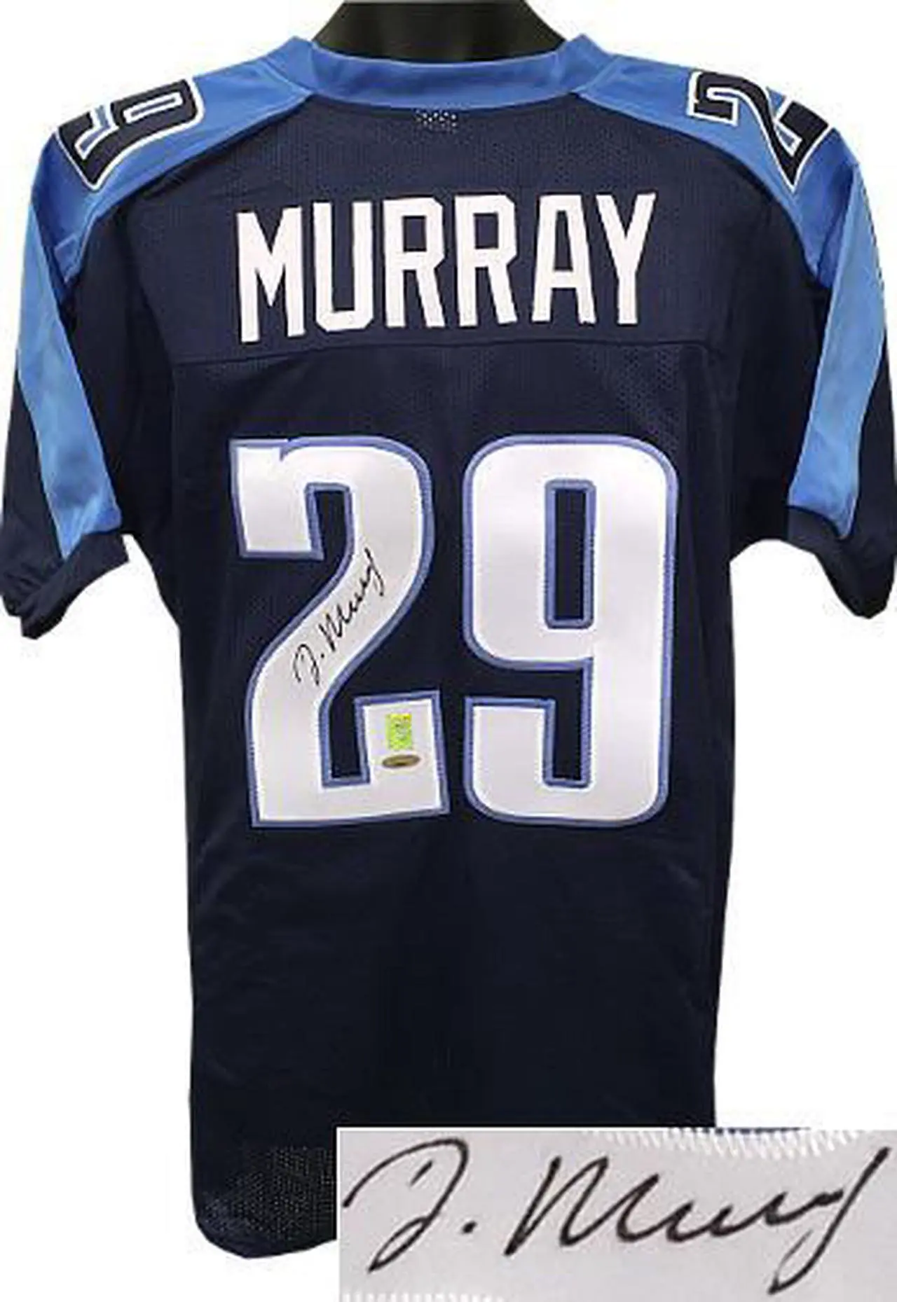 Main image of DeMarco Murray signed Navy Blue Custom Stitched Pro Style Football Jersey XL- Murray-Tri-Star Holograms