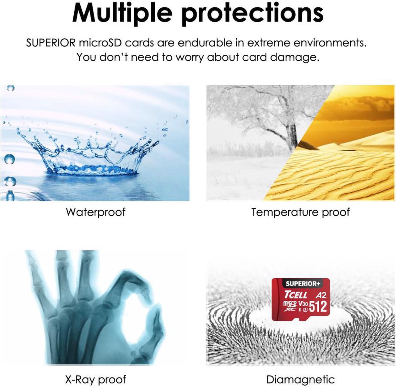 Alt view image 6 of 7 - TCELL SUPERIOR+ 512GB microSDXC A2 USH-I U3 V30 Read 100MB/s Write 85MB/s Full HD & 4K UHD Memory Card With Adapter