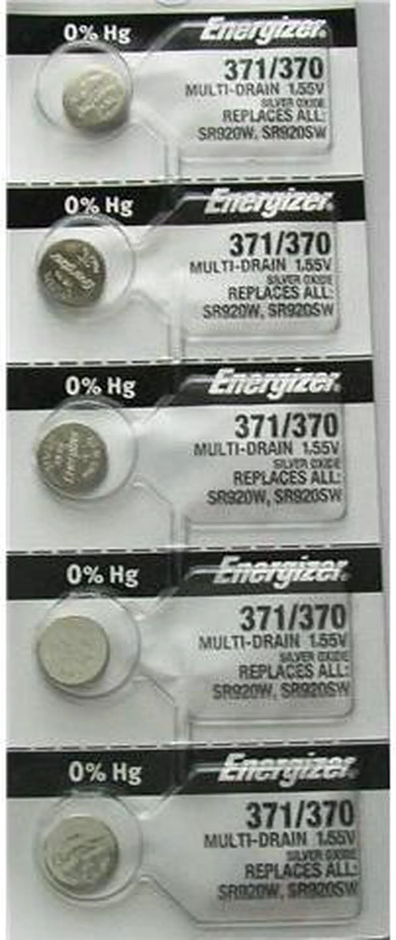 Alt view image 2 of 2 - Energizer Battery 371/370 SR920SW Silver Oxide 1.55V (5 Batteries per Pack)