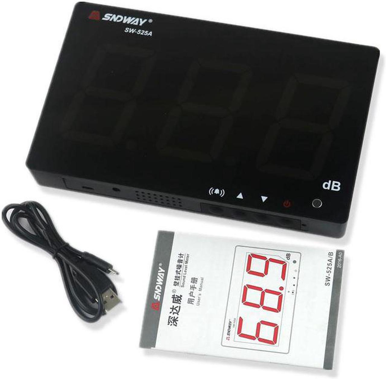 Alt view image 5 of 5 - SNDWAY SW-525A Digital Sound level meter 30~130db large screen display Restaurant Bar Indoor/office/home Wall hanging type noise meter decibel