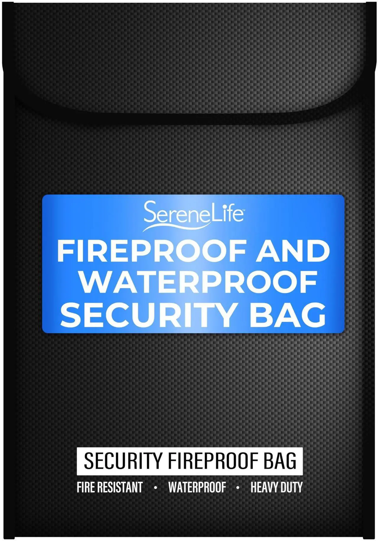 Main image of SereneLife Fire & Water Resistant Security Bag | 0.6"x11"x15" IN Fire Resistant Document & Money Bag with Interior Pockets, Durable Design, Ideal for Home, Office, or Travel Use | Black
