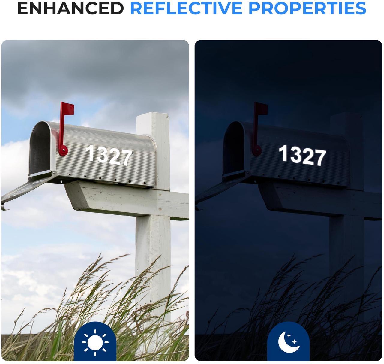 Alt view image 4 of 4 - SereneLife Reflective Mailbox White Number Stickers | 3 Sets of (0-9) 1.6"x3" Inch Self-Adhesive Vinyl Numbers | Weatherproof, Easy Installation & Enhanced Reflection, Suitable for Outdoor Surfaces