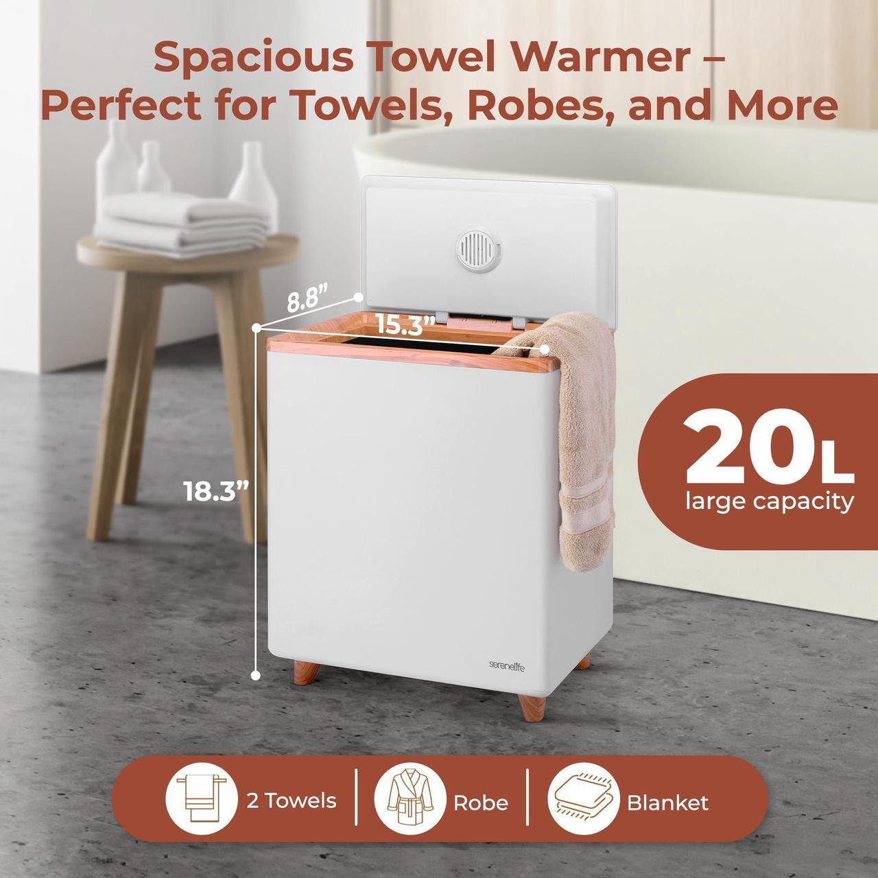 Alt view image 2 of 7 - SereneLife SLTLR660W Rectangular Bucket-Large Capacity Single Touch Towel & Blanket Warmer with Built-in WiFi Capability (Natural)