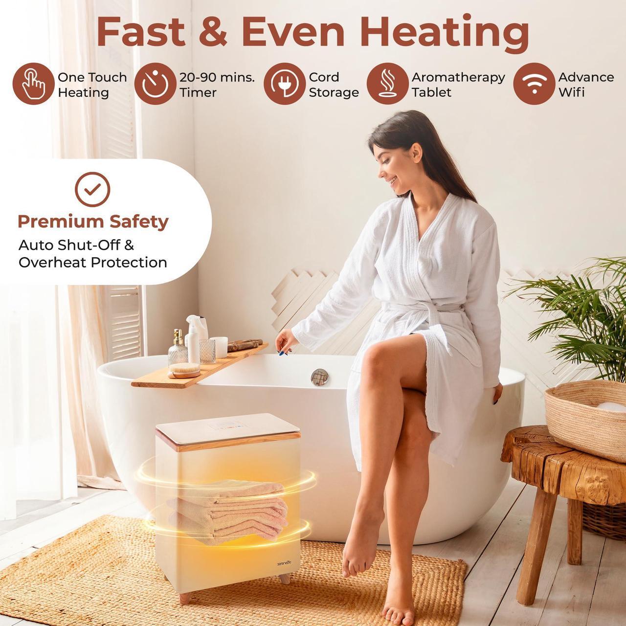 Alt view image 4 of 7 - SereneLife SLTLR660W Rectangular Bucket-Large Capacity Single Touch Towel & Blanket Warmer with Built-in WiFi Capability (Natural)