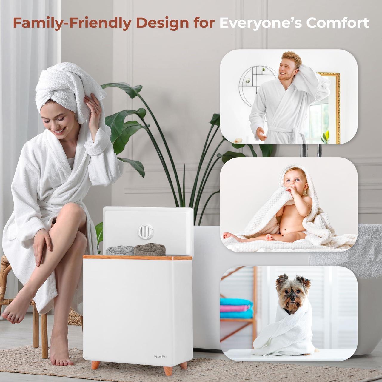 Alt view image 5 of 7 - SereneLife SLTLR660W Rectangular Bucket-Large Capacity Single Touch Towel & Blanket Warmer with Built-in WiFi Capability (Natural)