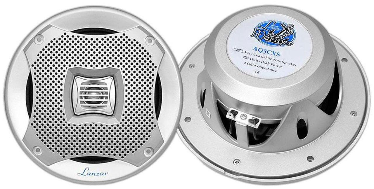 Alt view image 7 of 7 - Dual MXD13 Single DIN Bluetooth Marine MP3 AM/FM Stereo Receiver, Spa bezel, Adapter Plate, 22" Radio Antenna, Wire, 2x 5.25" 400W Max 2-Way Water Resistant Audio Speakers (Silver)