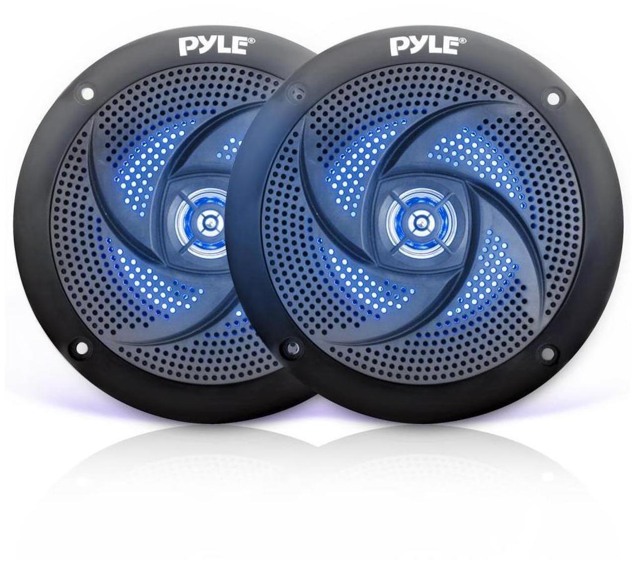 Alt view image 6 of 7 - Pyle PLMRB29B Single-DIN Marine Bluetooth USB/AUX MP3 AM/FM In-Dash Stereo Black Receiver W/Install Kit + Adapter Plate, 4x 4" 100W Max 2-Way Blue LED Boat Speakers, 4 Channel Amplifier W/Kit, Antenna