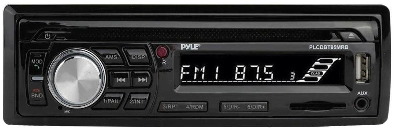 Alt view image 2 of 7 - Pyle PLCDBT95 Single-DIN Bluetooth Marine AUX/USB CD Player/MP3 AM/FM In-Dash Stereo Receiver W/Install Kit + Adapter Plate, 4x 6.5'' 120W Max Power Dual Cone Boat Audio Black Speakers W/Wire, Antenna