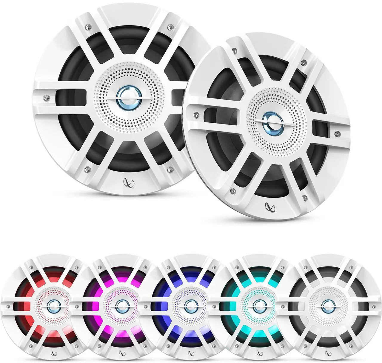 Alt view image 3 of 6 - JVC KD-T92MBS Single-DIN Marine Bluetooth USB/AUX CD Player AM/FM Stereo Receiver W/White Cover, 2x 6.5" 300W Max 2-Way Coaxial White Boat RGB LED Speakers, 50 Feet 16 Gauge Speaker Wire, 22" Antenna