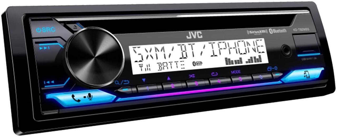 Alt view image 2 of 7 - JVC KD-T92MBS Single-DIN Marine Bluetooth USB/AUX CD Player AM/FM Stereo Receiver W/White Cover, 4x 6.5" 225W Max Power 2-Way Boat Speakers W/50 Feet Wire, 10" Multi-Element RGB LED Subwoofer, Antenna