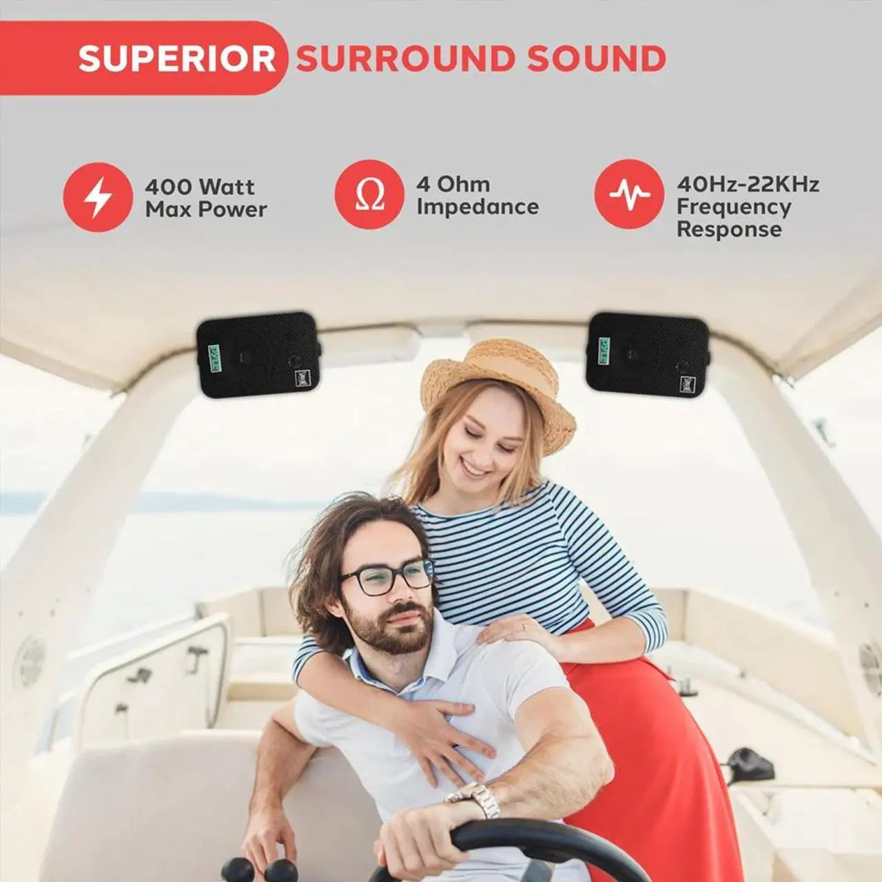 Alt view image 6 of 7 - Pyle PLRMR23BTW Single-DIN Bluetooth Marine USB/AUX MP3/SD AM/FM Radio Stereo Receiver W/White Cover, 4x 5.25" 400W Max Power Indoor/Outdoor Black Waterproof Speakers W/50 Feet Wire, Radio Antenna