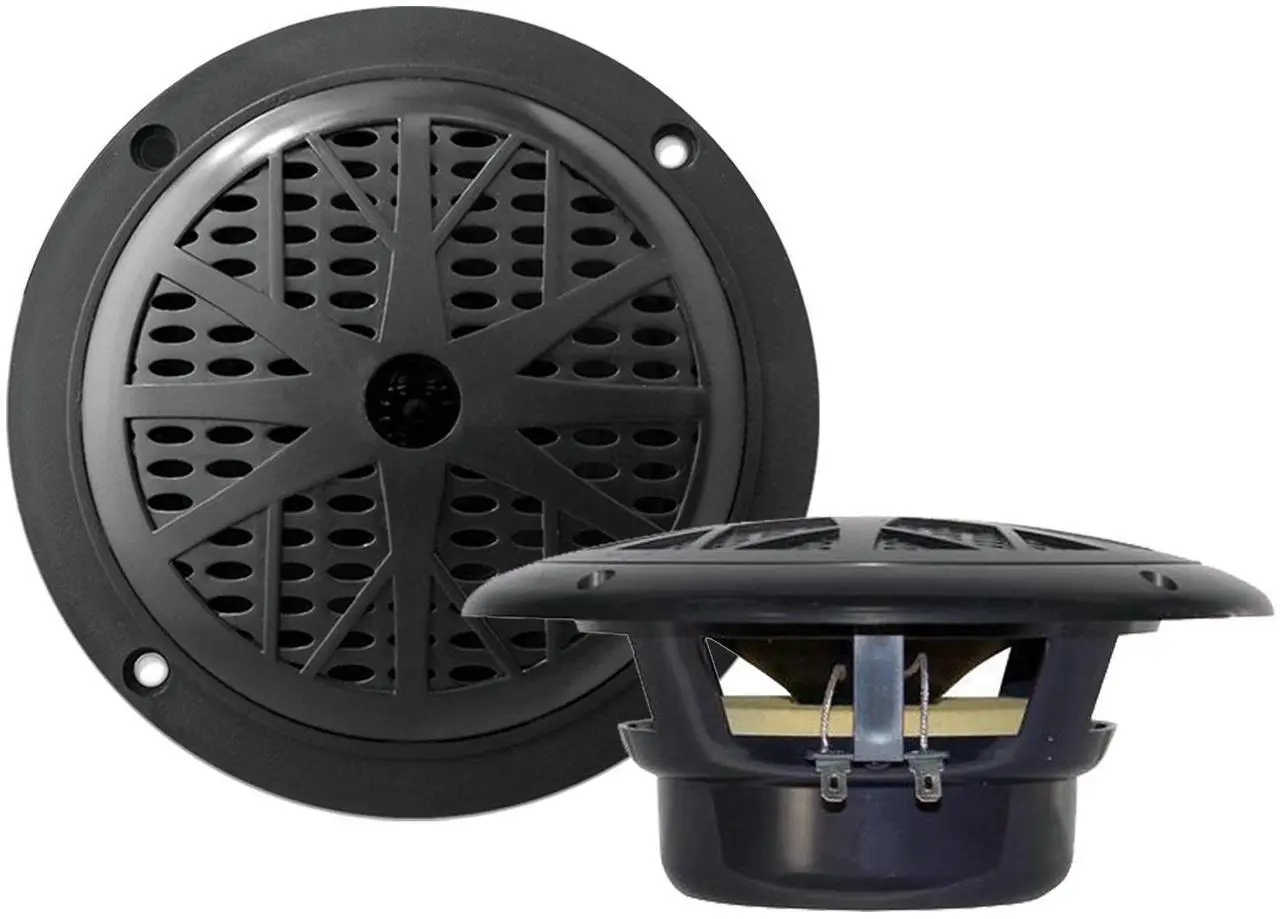 Alt view image 6 of 7 - Pyle PLRMR23BTW Single-DIN Bluetooth Marine USB/AUX MP3/SD AM/FM Radio Stereo Receiver W/White Cover, 4x Pyle PLMR61B 6.5'' 120W Max Power Dual Cone Boat Audio Black Speakers W/50 Feet Wire, Antenna