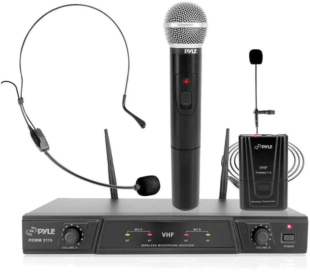 Alt view image 3 of 7 - Enrock Home Theater 4-Channel 300W Bluetooth AM/FM Amplifier Receiver, Wireless 2-Channel Microphone System, Amplifier w/Kit, 4x 6" 50 Watt Indoor/Outdoor Portable PA Horn Speakers w/Wire