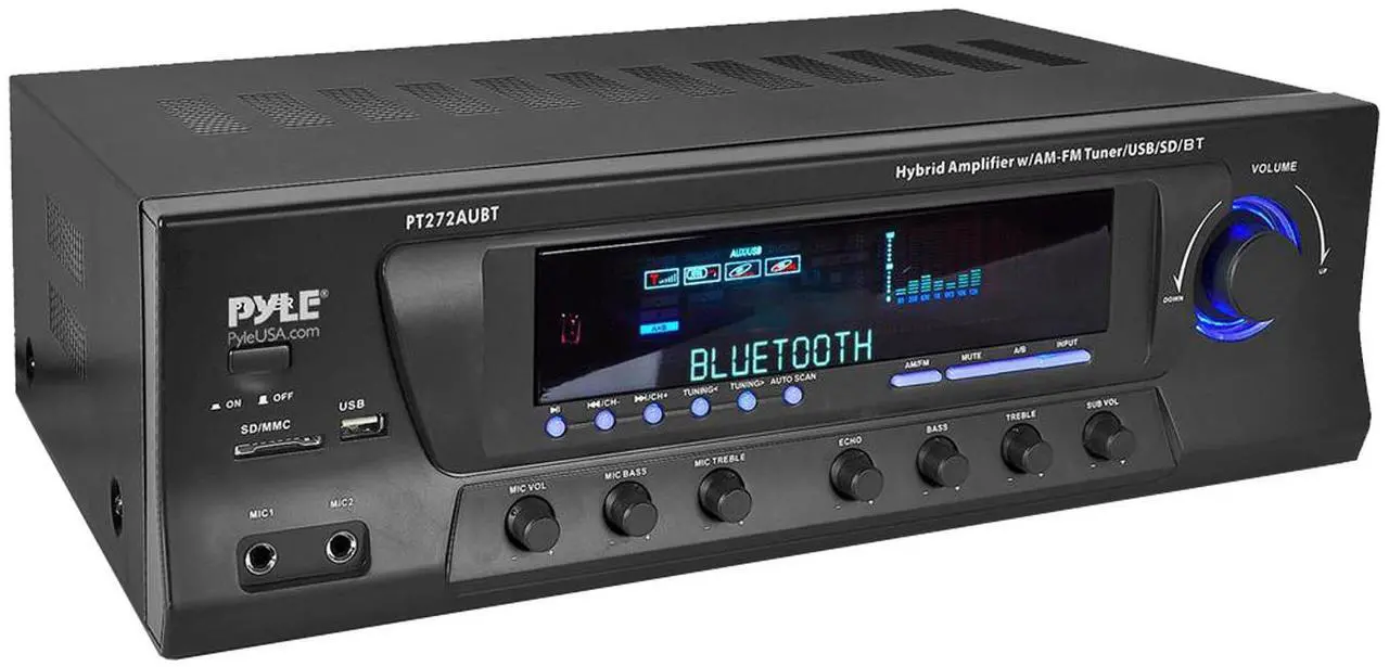 Alt view image 7 of 7 - Enrock Home Theater 4-Channel 300W Bluetooth AM/FM Amplifier Receiver, Wireless 2-Channel Microphone System, Amplifier w/Kit, 4x 6" 50 Watt Indoor/Outdoor Portable PA Horn Speakers w/Wire