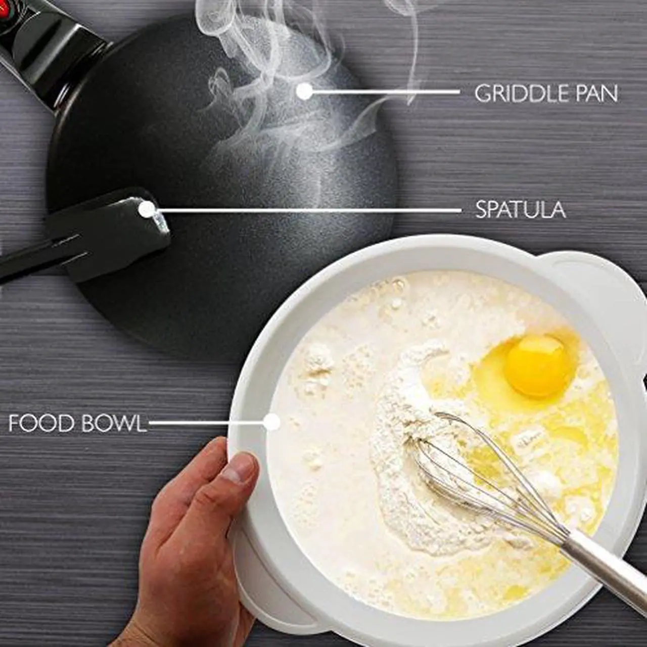 Alt view image 5 of 19 - NutriChef Electric Griddle - Pan Style Crepe Maker Hot Plate Cooktop with ON/OFF Switch, Nonstick Coating, Automatic Temperature Control & Plug-in Operation for Kitchen & Countertop (PKCRM08)