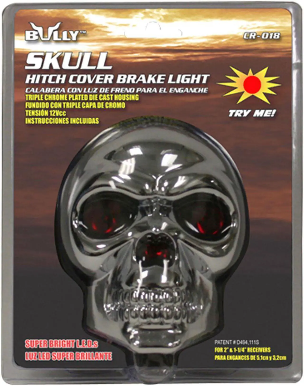 Alt view image 4 of 7 - Bully Skull LED Brake Light Tow Hitch Cover Fits 1.25 and 2 inches
