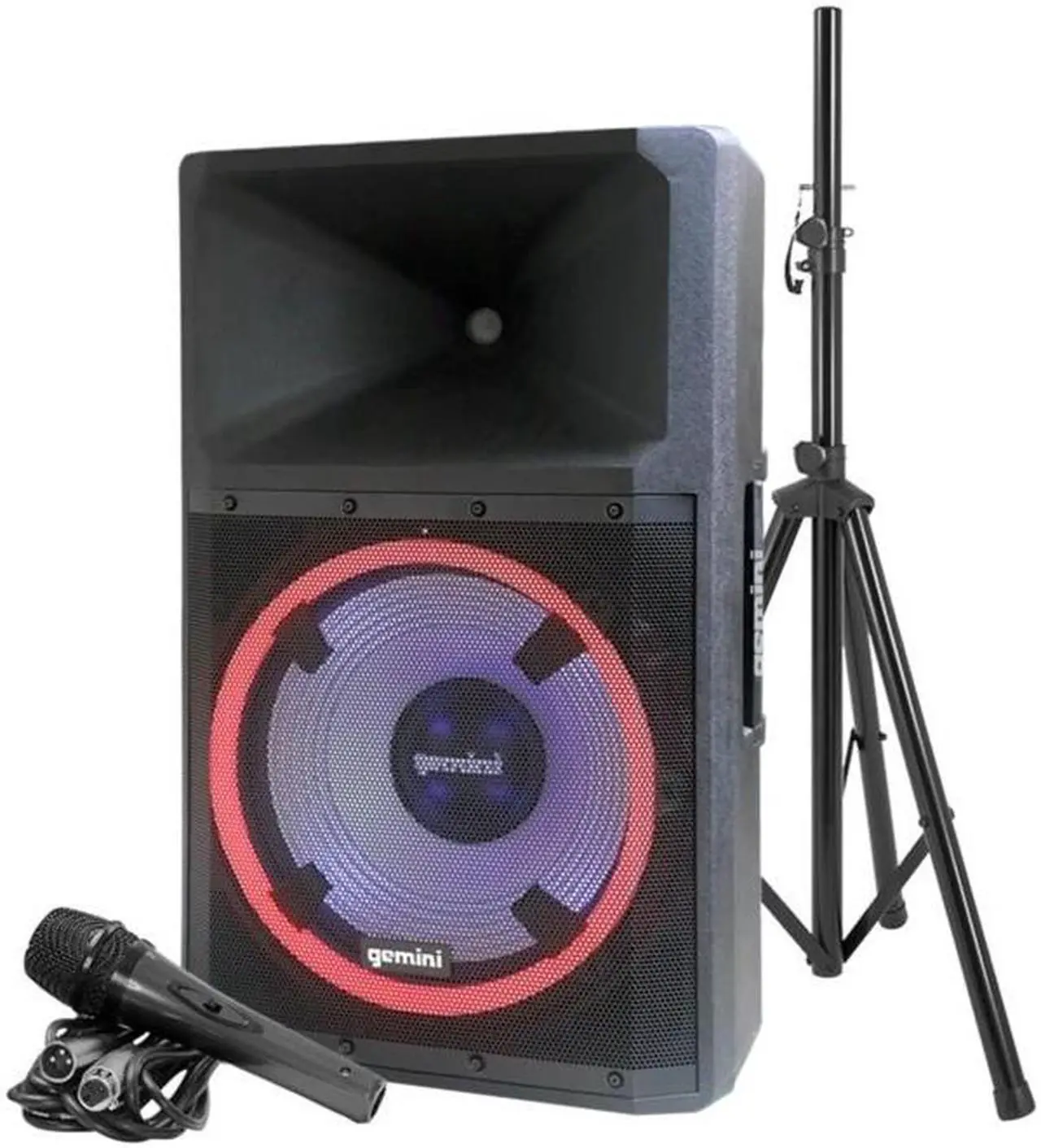 Alt view image 6 of 20 - Gemini GSP-L2200PK Unleash the Ultimate 15" Bluetooth Party Speaker with Dynamic LED Lights, Built in Media Player, and Included Microphone and Speaker Stand