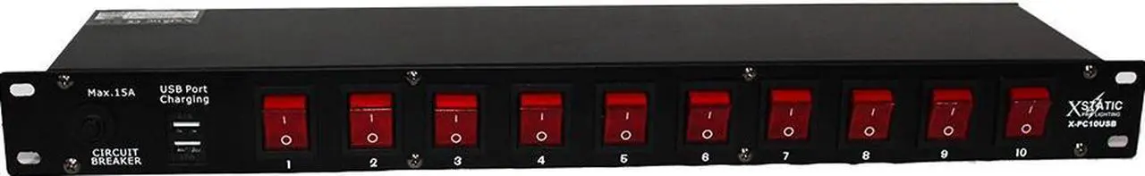 Alt view image 10 of 13 - 10 Plug Rack Mount Power Distribution Switch With 2 USB Charging Ports