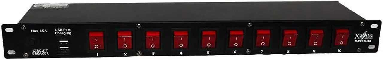 Alt view image 3 of 13 - 10 Plug Rack Mount Power Distribution Switch With 2 USB Charging Ports