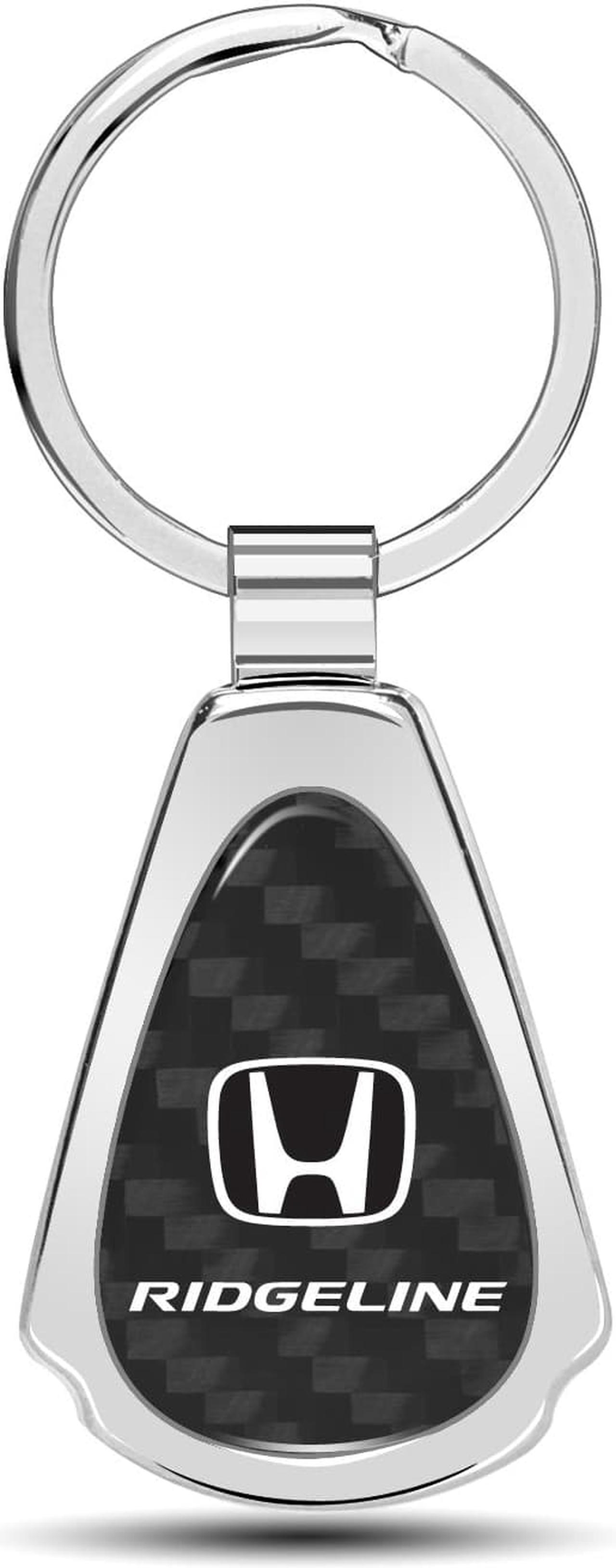 Main image of Honda Ridgeline Real Black Carbon Fiber Chrome Metal Teardrop Key Chain