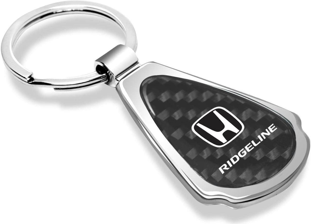 Alt view image 2 of 6 - Honda Ridgeline Real Black Carbon Fiber Chrome Metal Teardrop Key Chain