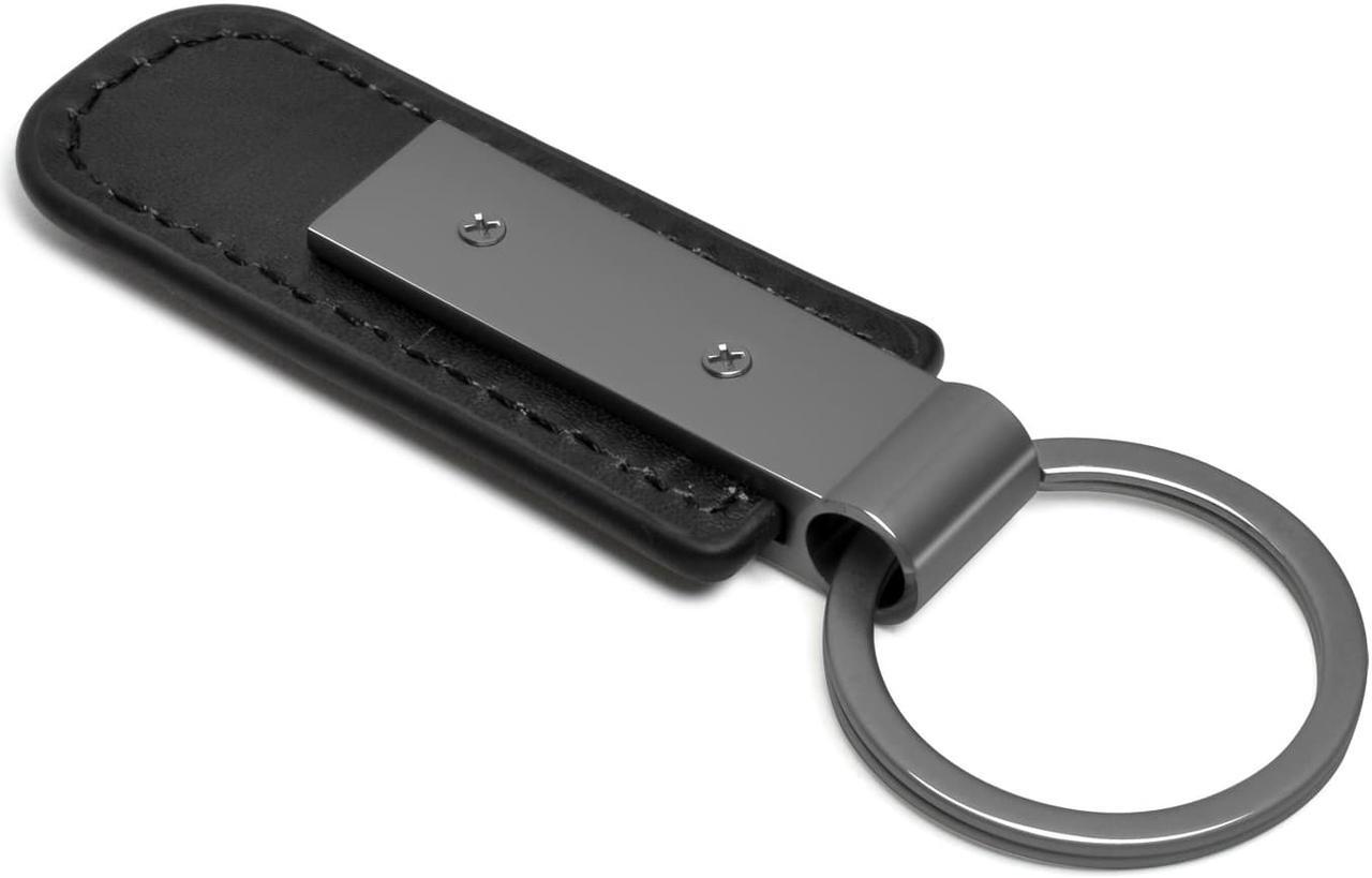 Alt view image 4 of 5 - Honda Passport Gunmetal Black Metal Plate PU Leather Strap Key Chain
