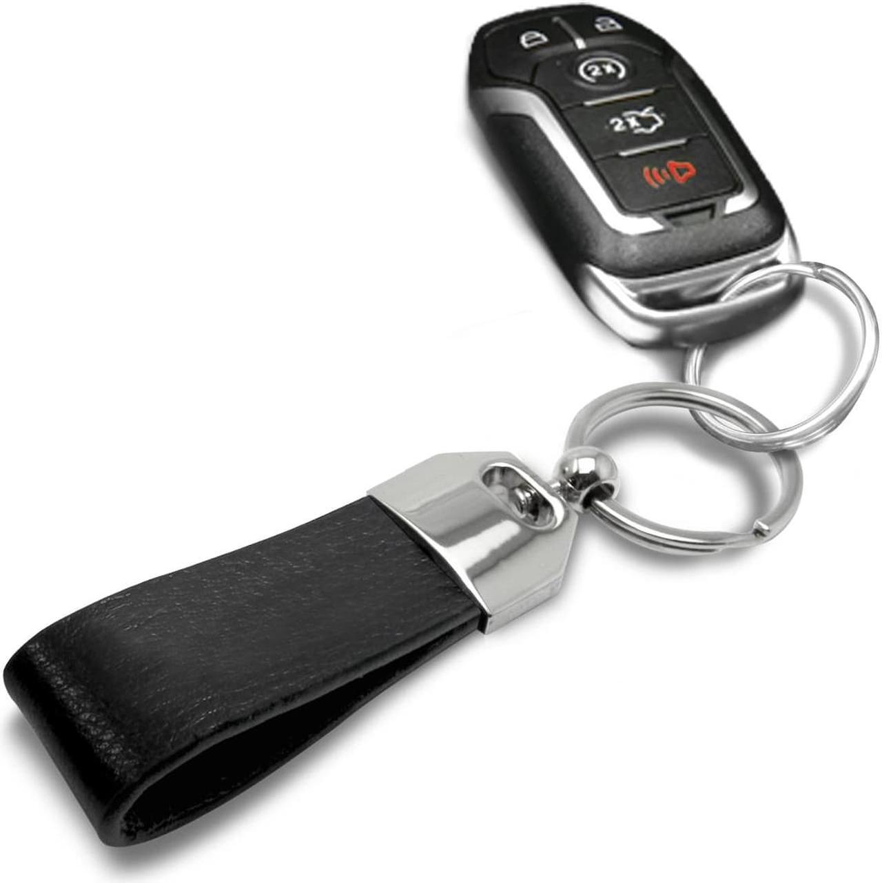 Alt view image 4 of 5 - iPick Image - Large Genuine Black Leather Loop Strap Key Chain - Ford Flex