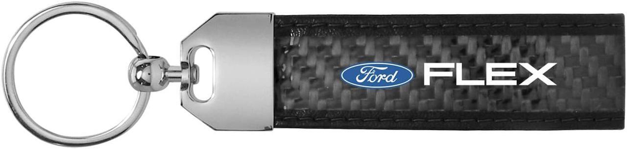 Alt view image 2 of 4 - Ford Flex Real Carbon Fiber Leather Strap Key Chain with Black stitching