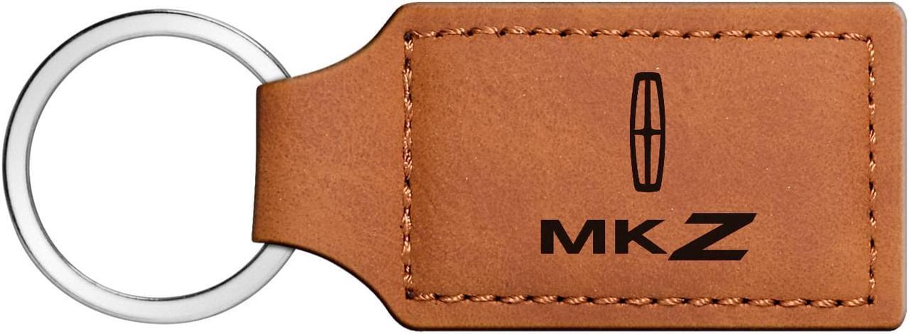 Main image of Lincoln Rectangular Brown Leather Key Chain - MKZ