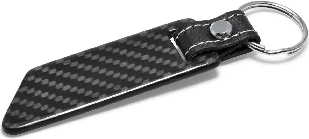 Alt view image 4 of 6 - Ford Mustang Script Real Carbon Fiber Blade Style Black Leather Strap Key Chain