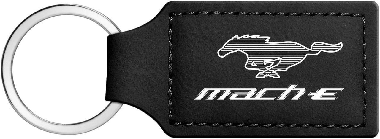 Main image of Ford Mustang Mach-E Rectangular Black Leather Key Chain