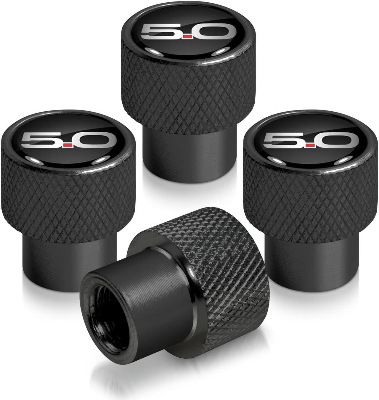 Main image of Ford Mustang GT 5.0 in Black on Black Aluminum Tire Valve Stem Caps