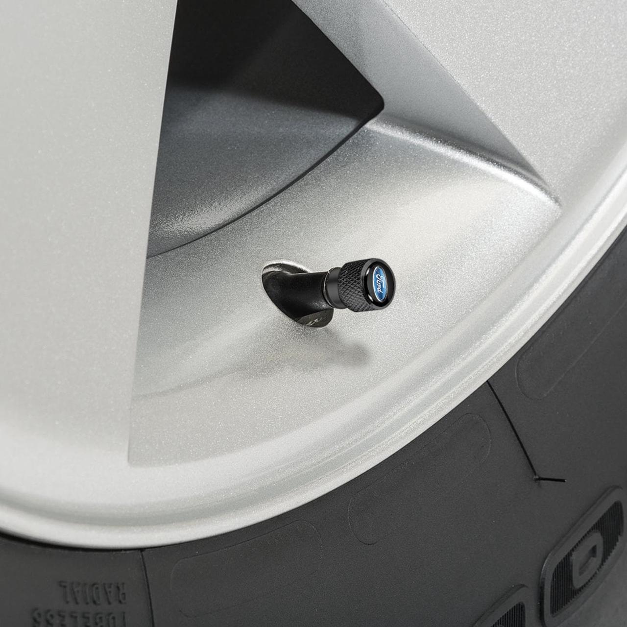 Alt view image 3 of 5 - Ford Mustang GT 5.0 in Black on Black Aluminum Tire Valve Stem Caps