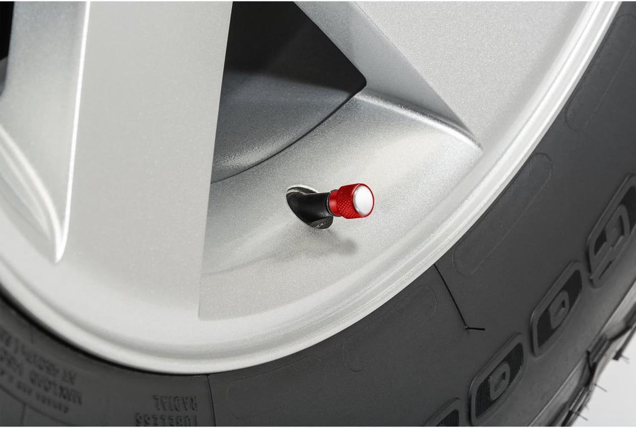 Alt view image 3 of 5 - Nissan GT-R in White on Red Aluminum Tire Valve Stem Caps