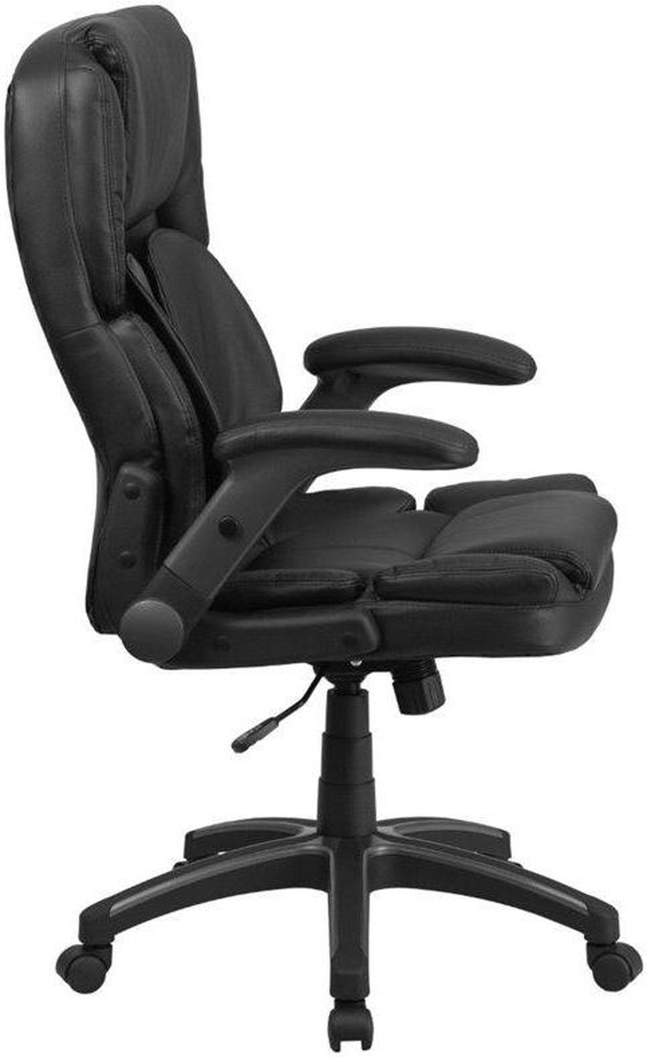 Alt view image 4 of 20 - Extreme Comfort High Back Black LeatherSoft Executive Swivel Ergonomic Office Chair with Flip-Up Arms